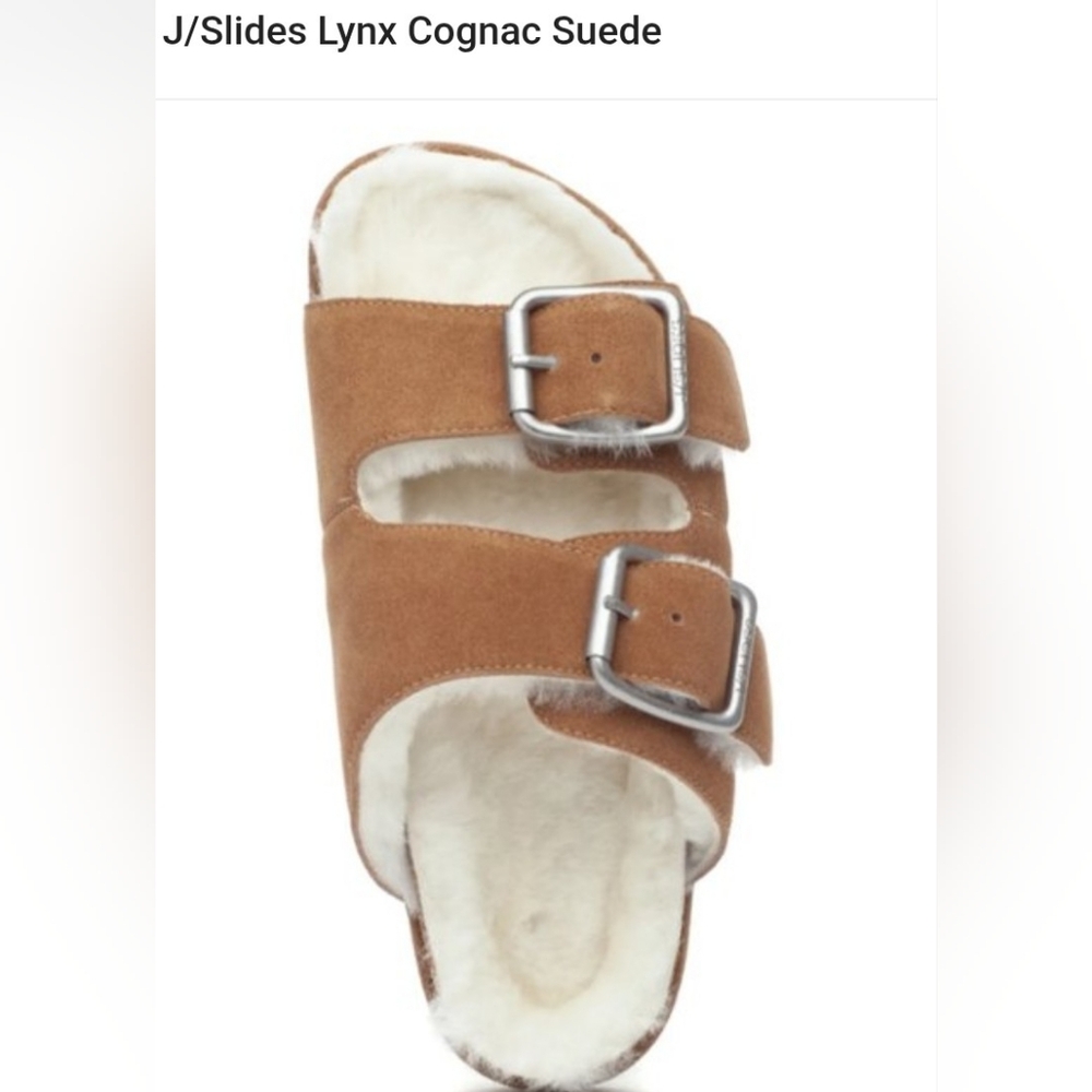 J/SLIDES Lynx Cognac Suede Sandals
